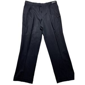 Cosani Mens 36/34 Black Zack Model 100% Wool Pleated Dress Pants